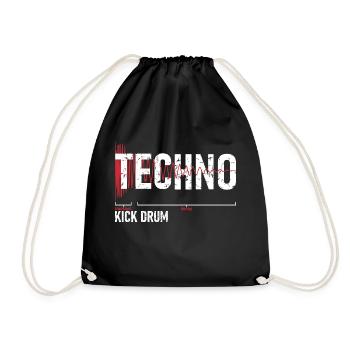 Techno Kick Drum - キックドラム - Turnbeutel - Schwarz - Vorne