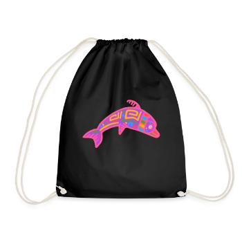 Inca culture, dolphin symbol - Drawstring Bag - black - Front