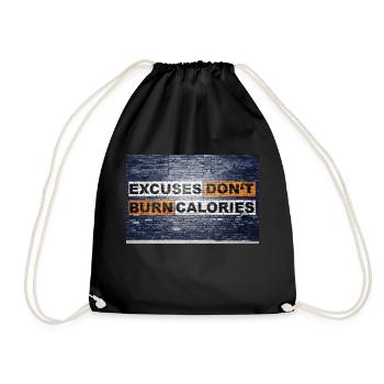 Les excuses ne brûlent pas de calories en disant lettrage - Sac de sport léger - noir - Devant