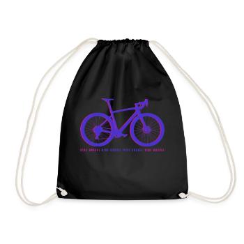 Gravel Bike Lila Rennrad Fahrrad lustiges Geschenk - Turnbeutel - Schwarz - Vorne