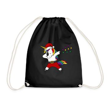 Christmas Unicorn Rainbow dabing Gift - Drawstring Bag - black - Front