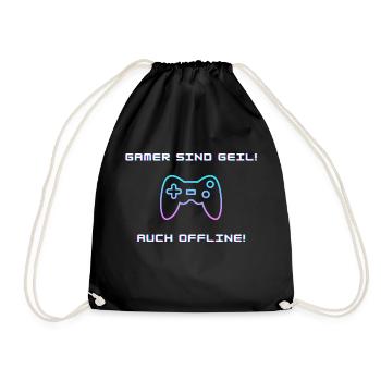 Gamers are awesome! Also offline ! - Drawstring Bag - black - Front