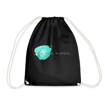 Pray Read Meditate White- Joshua 1:8 - Drawstring Bag - black - Front