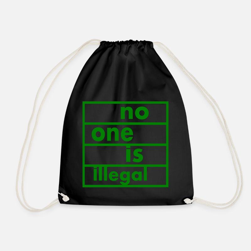 No one is illegal - Drawstring Bag - black