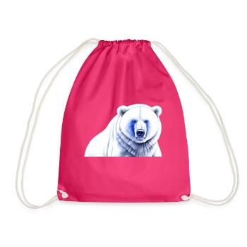 Blue White Polar Bear - Drawstring Bag - fuchsia - Front
