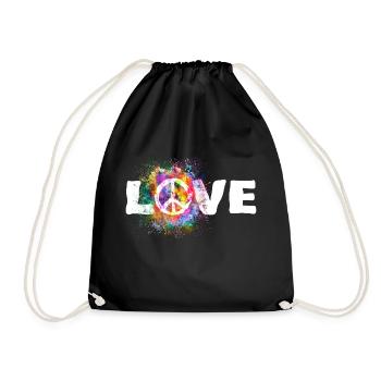 Symbole de la paix hippie paix liberté amour - Sac de sport léger - noir - Devant