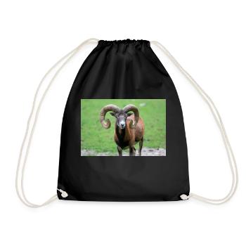 European mouflon Europäischer Mufflon - Turnbeutel - Schwarz - Vorne