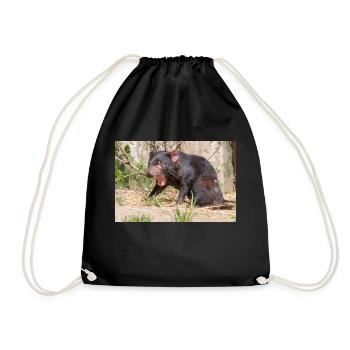 Tasmanian Devil (in german Beutelteufel) - Drawstring Bag - black - Front