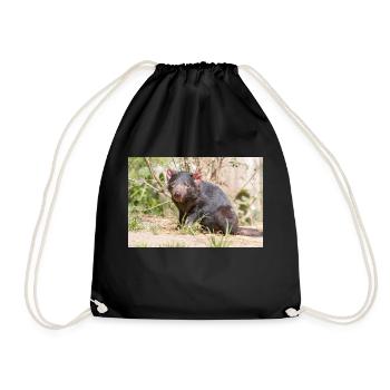 Tasmanian Devil (in german Beutelteufel) - Drawstring Bag - black - Front
