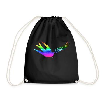Friedenstaube regenbogen - Turnbeutel - Schwarz - Vorne