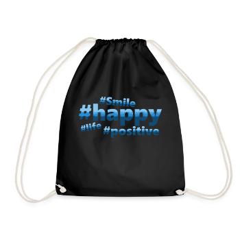 #happy - Turnbeutel - Schwarz - Vorne
