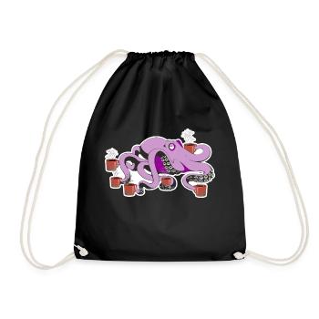 OktoCoffee - Poulpe avec beaucoup de café - Sac de sport léger - noir - Devant