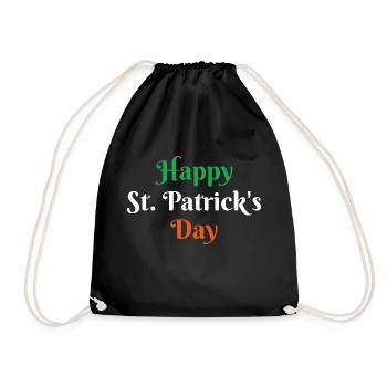 Happy St Patrick's Day Ireland Holiday Flag - Drawstring Bag - black - Front