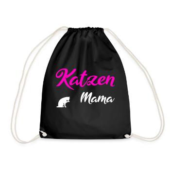 Katzen Mama white - Turnbeutel - Schwarz - Vorne