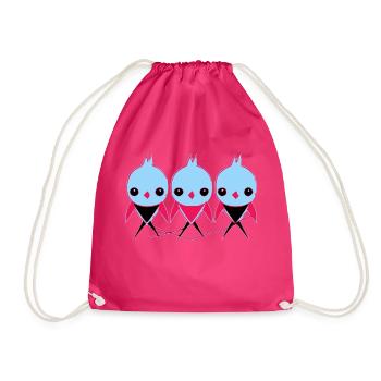 3 kleine Vögel - Turnbeutel - Fuchsia - Vorne