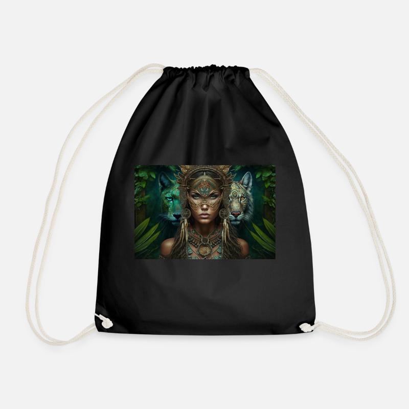 Neo Indian Voodoo Panther Gift - Drawstring Bag - black