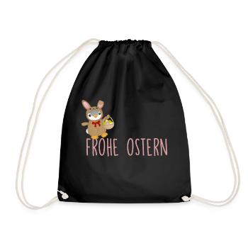 Frohe Ostern - Turnbeutel - Schwarz - Vorne