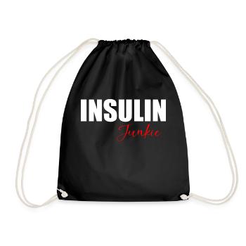 Insulin junkie fun quote - Drawstring Bag - black - Front