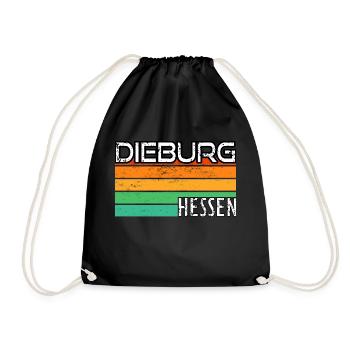 Dieburg Hessen Retro Grunge - Turnbeutel - Schwarz - Vorne
