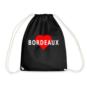Bordeaux, red heart - Drawstring Bag - black - Front
