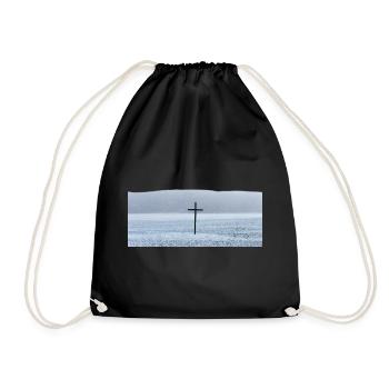 Grande croix noire sur un champ en hiver - Sac de sport léger - noir - Devant