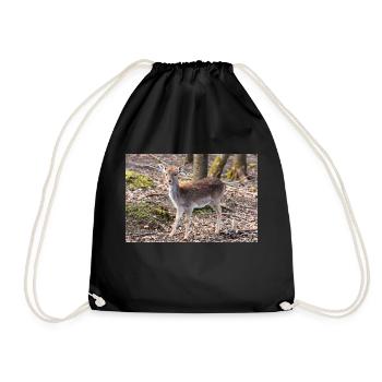 Fallow Deer (in german Damwild or Damhirsch) Dama - Drawstring Bag - black - Front