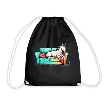 Einhorn Chillt als faules Tier auf dem Sofa - Turnbeutel - Schwarz - Vorne