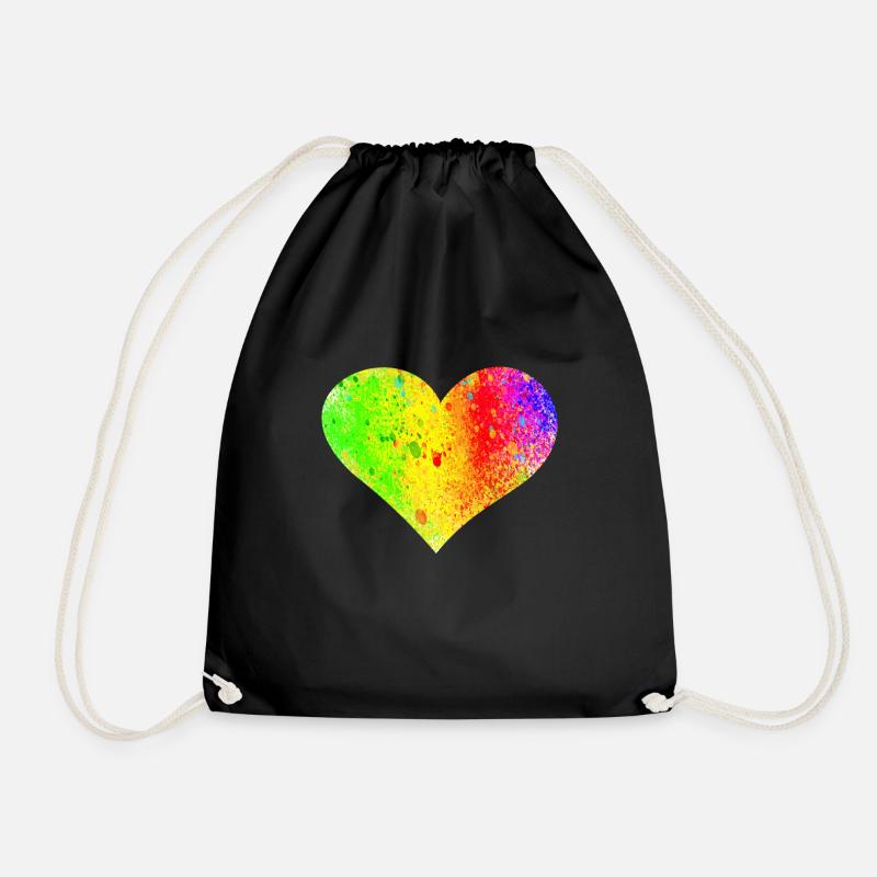 Regenbogen Herz - Turnbeutel - Schwarz