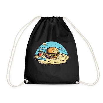 Hamburger at beach n°1 - Drawstring Bag - black - Front