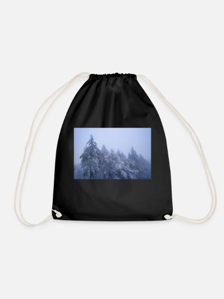 Trees in the snow - Drawstring Bag - black