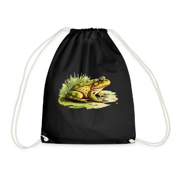 The green frog has a perfect camouflage - Drawstring Bag - black - Front