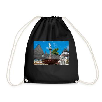 Brunnen auf historischem Marktplatz Goslar - Turnbeutel - Schwarz - Vorne