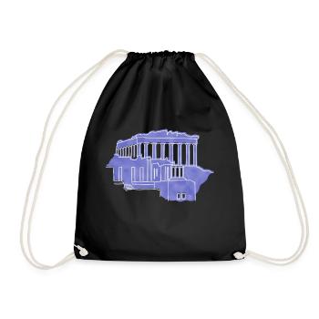 "Acropolis", boho line art design, series "Greece" - Drawstring Bag - black - Front