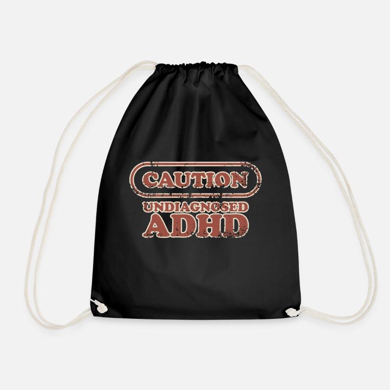Caution, ADHD - Drawstring Bag - black