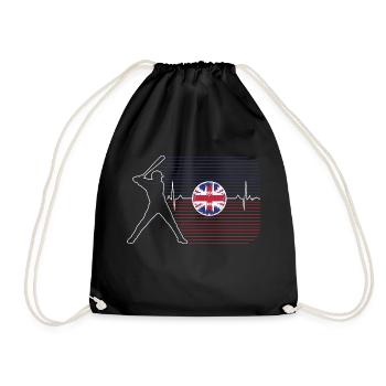 british baseball - Drawstring Bag - black - Front
