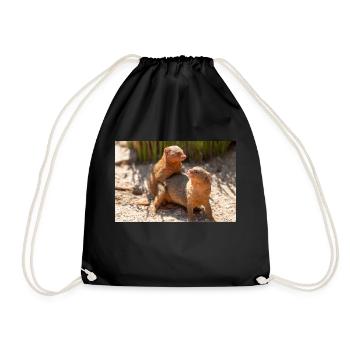 dwarf mongoose (in german Zwergmangusten) Helogale - Drawstring Bag - black - Front
