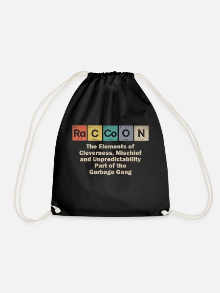 Raccoon funny Elements Periodic Table - Turnbeutel - Schwarz