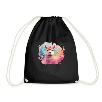 lama, alpaga, coloré, enfant, cadeau, mignon, mignon - Sac de sport léger - noir - Devant