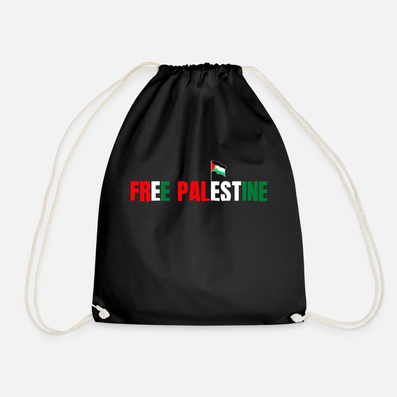 Free Palestine - Drawstring Bag - black