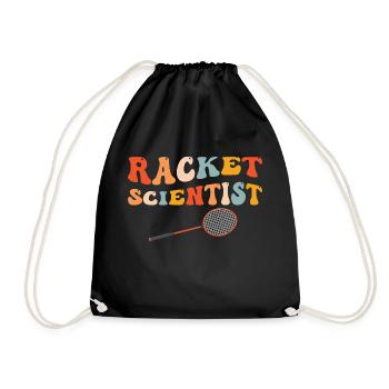Funny Badminton Scientific Racket Player - Drawstring Bag - black - Front