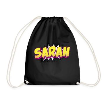 Sarah Custom Name Comic Book Style Pop Art, Sarah - Drawstring Bag - black - Front