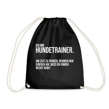 Hundetraining Hund Hundeschule Hundetrainer - Turnbeutel - Schwarz - Vorne