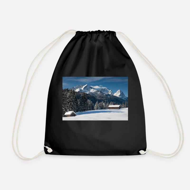 Winterstimmung mit Zugspitze - Turnbeutel - Schwarz