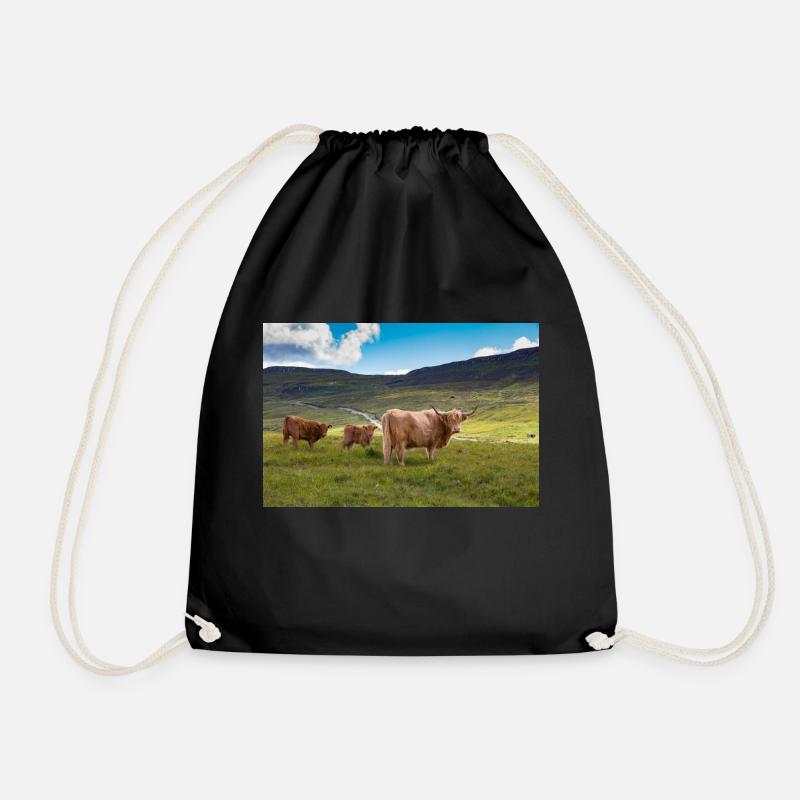 Scottish Highland cattle - Drawstring Bag - black