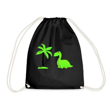 dinosaurier palme 02 - Turnbeutel - Schwarz - Vorne