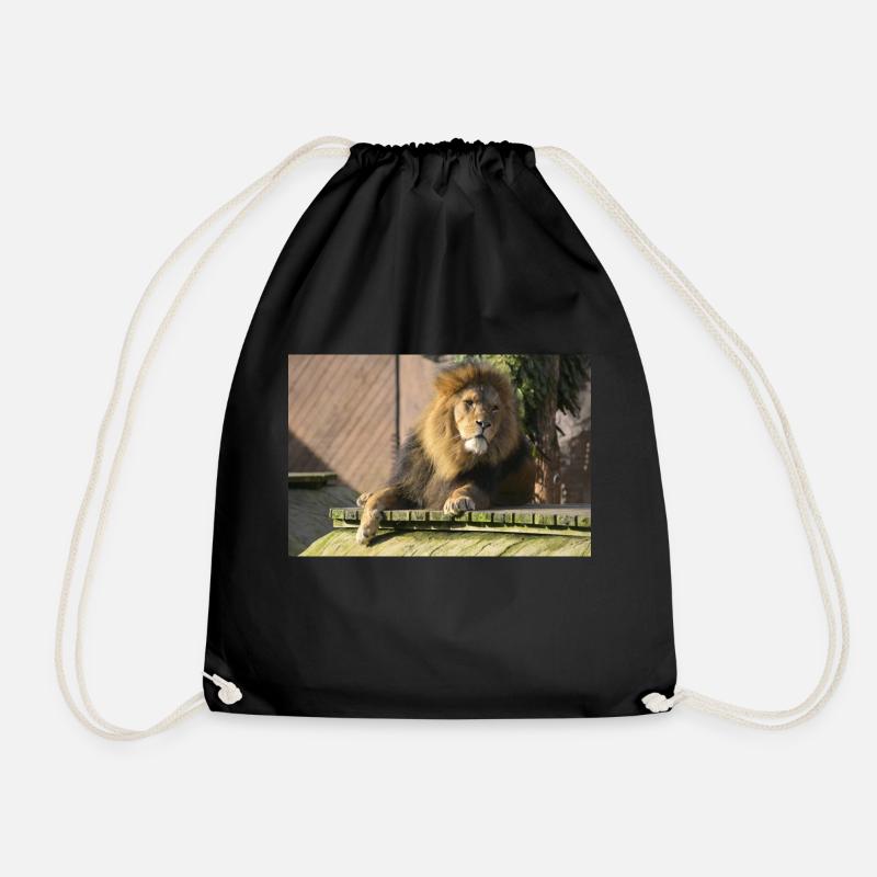 lion on guard CSC 0836 - Drawstring Bag - black