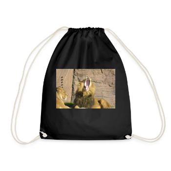 lion with open mouth CSC 0877 - Drawstring Bag - black - Front