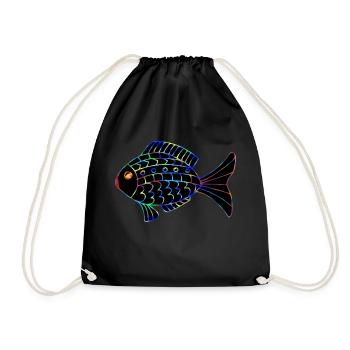 Fisch - Turnbeutel - Schwarz - Vorne