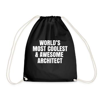 World's most coolest and awesome architect - Drawstring Bag - black - Front