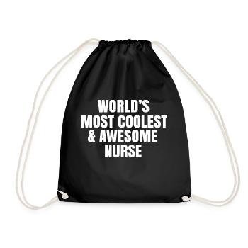 World's most coolest and awesome nurse - Drawstring Bag - black - Front